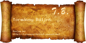 Tormássy Bálint névjegykártya