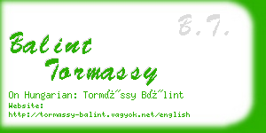 balint tormassy business card